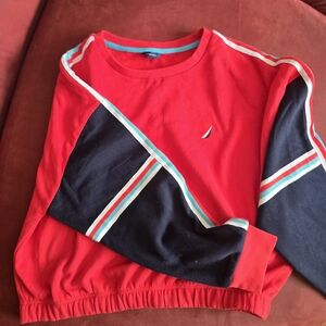 Nautica Red and Navy Sweatshirt